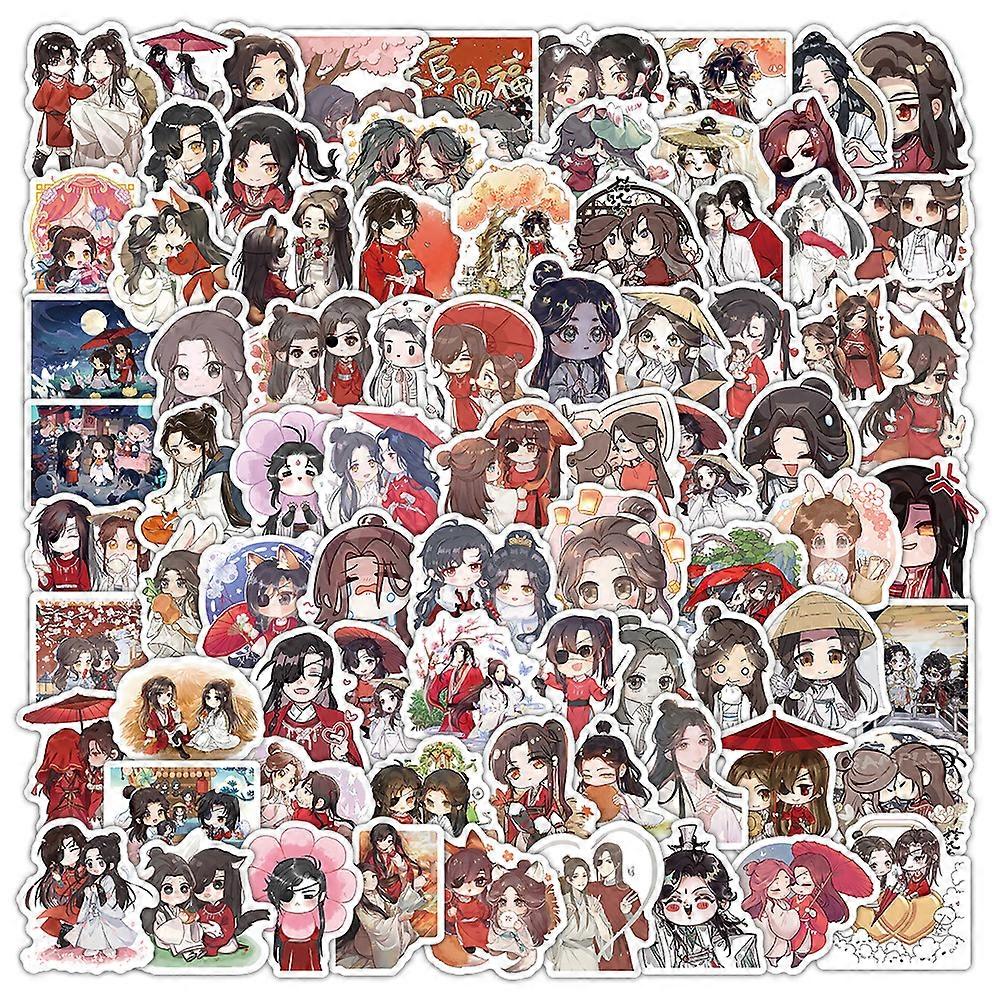 100 Anime-Style Cartoon Q-Version Xie Lian, Hua Chengshi, Qingxuanshi, and Wudu Character Decorative Stickers