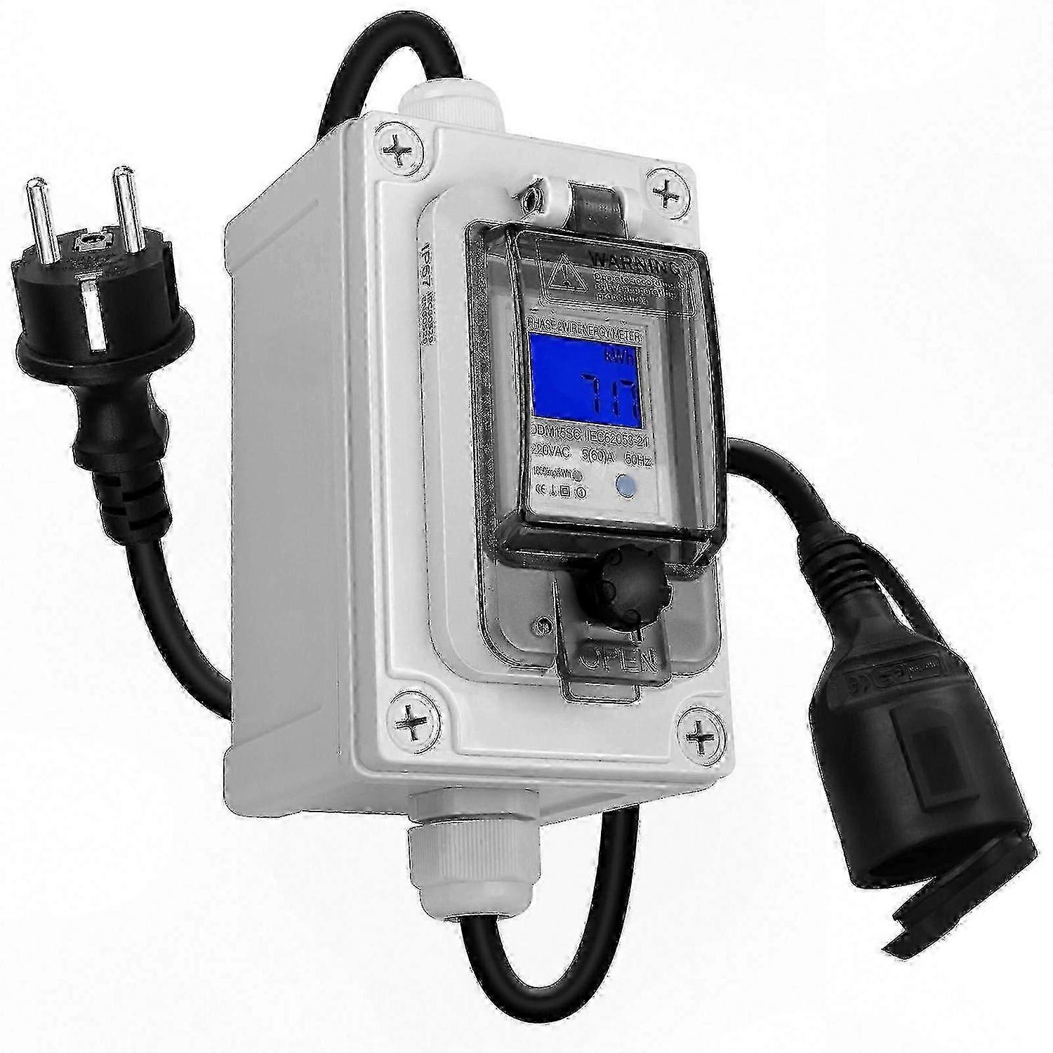 Waterproof Digital Current Meter, 60A 230V Mobile Power Monitor for Energy Tracking