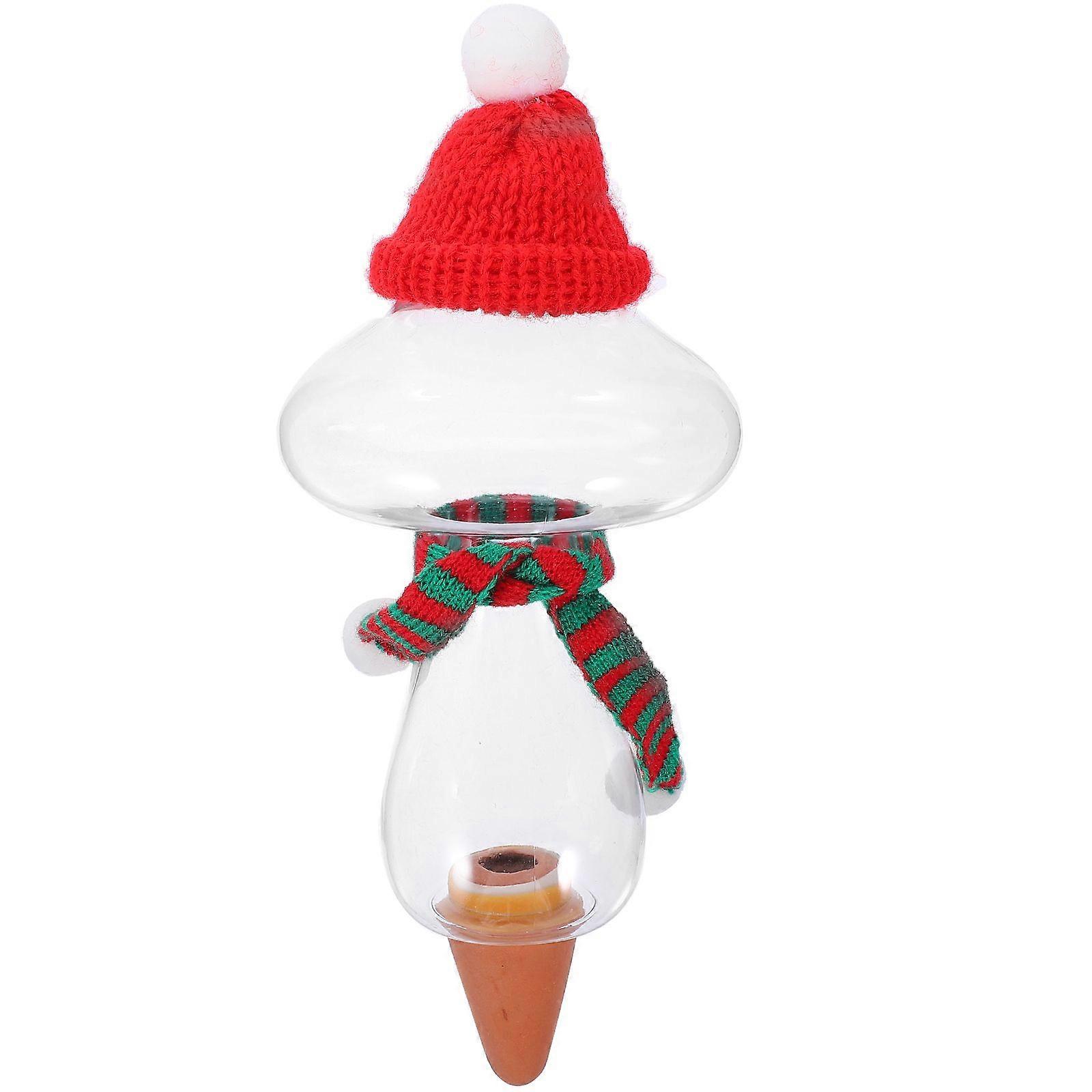 Mushroom Clear Automatic Watering Insert Creative Self-watering Device with Scarf and Hat