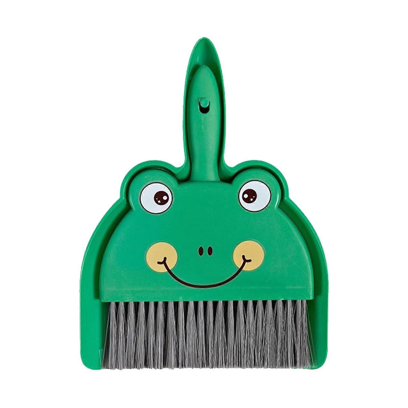 Cute Frog Mini Broom and Dustpan Set for Table Desk Keyboard Cleaning, Portable Hand Brush for Home Office Dorm Camping