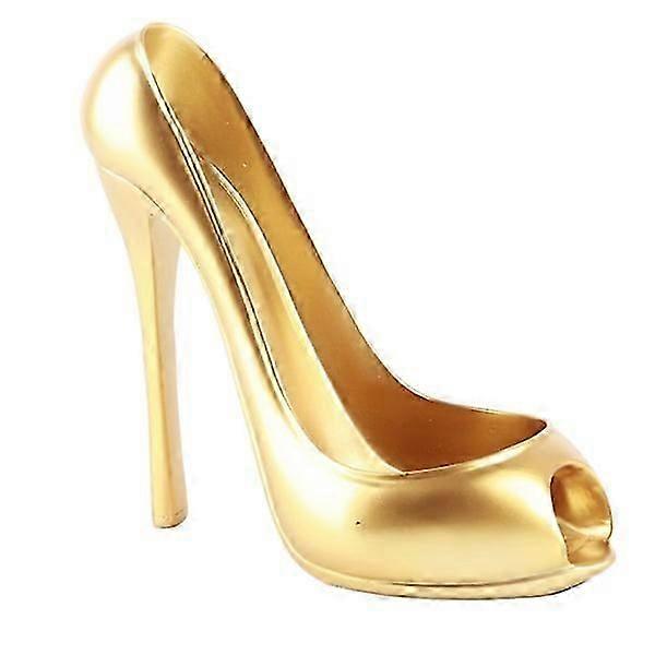 Elegant high-heeled shoe wine rack, gold
