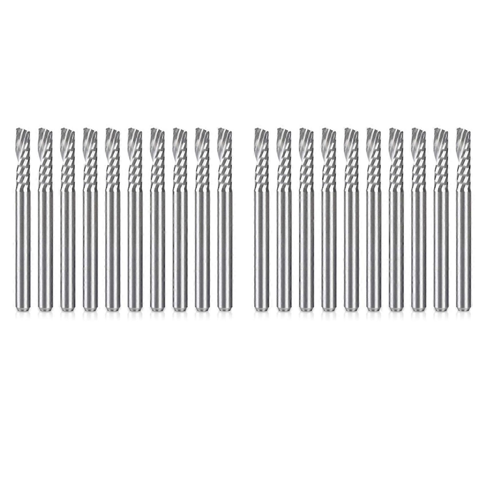 20 Pack CNC Router Bits 1/8 Inch Shank Spiral Upcut Router Bit Single Flute End Mill Set Milling Cutter Tungsten Steel