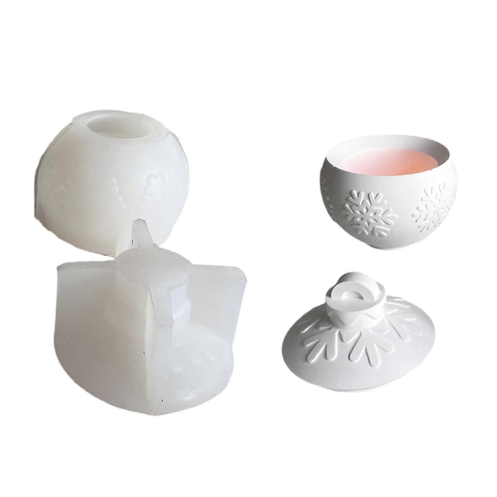 Stylish Snowflake Candle Holders Mold User Friendly Silicone Candlestick Mold For Snowflake Sphere Candle Cups Creation  S