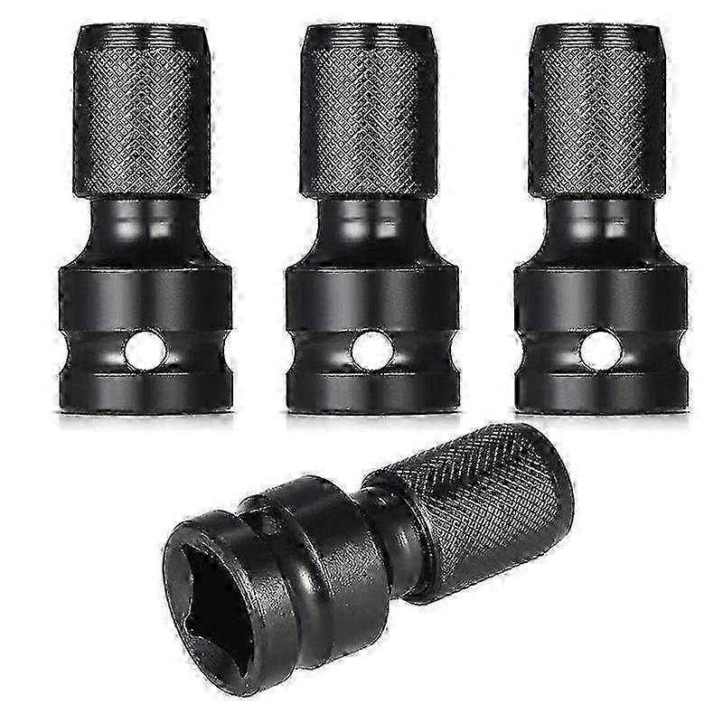 4 Pcs Impact Adaptor 1/2 Square Drive to 1/4 Hex Shank Socket Adapter Quick Release Chuck Converter