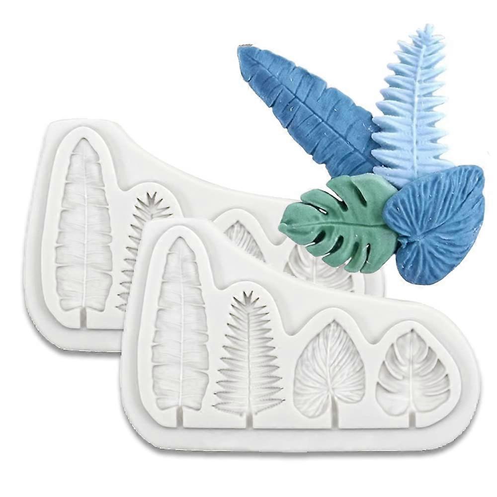 2pcs Leaf Silicone Cake Molds Fondant Molds for Palm Banana Turtle Back Decor Nonstick Durable