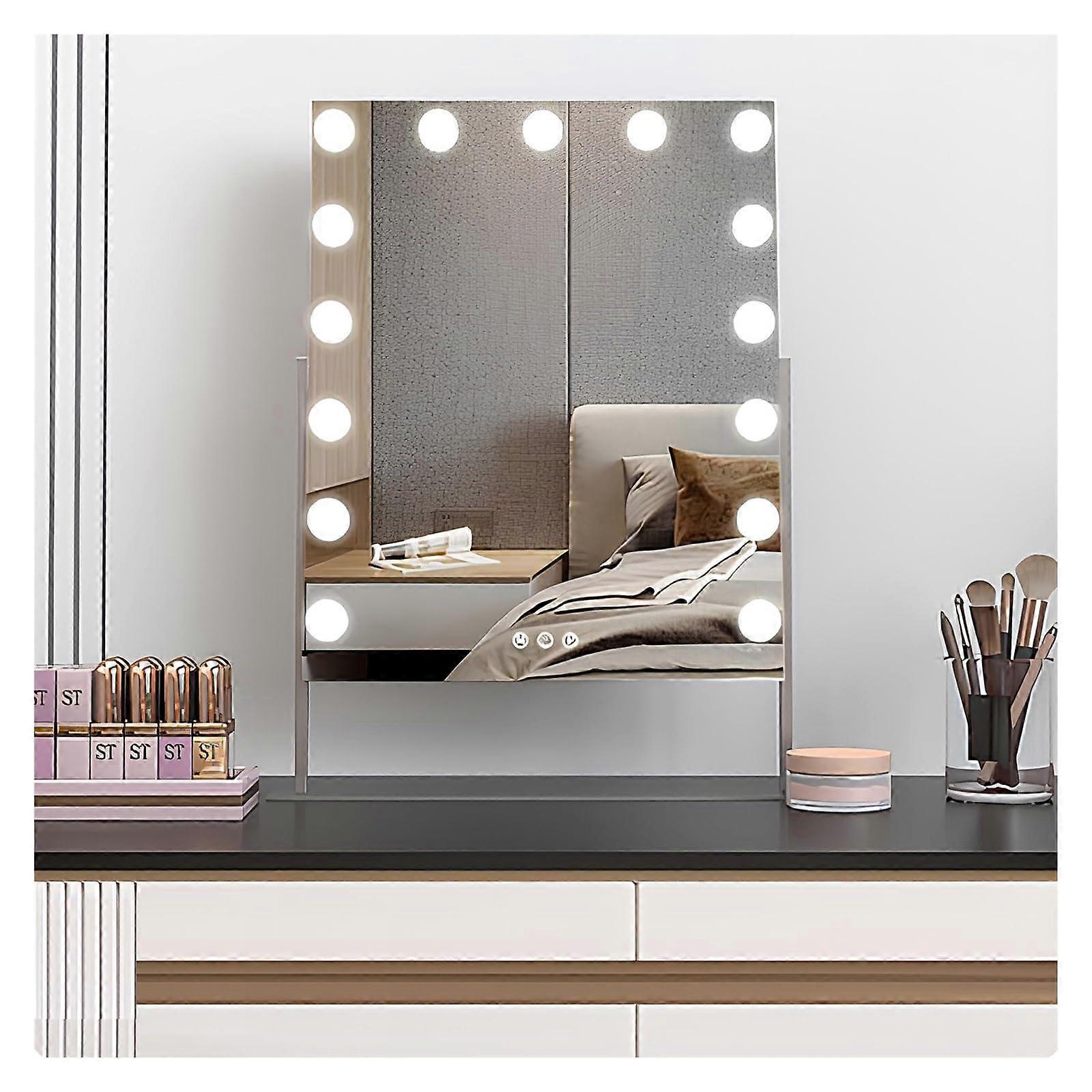 Hollywood Vanity Mirror with Adjustable LED Lighting, 360° Rotation, Black 50x60cm
