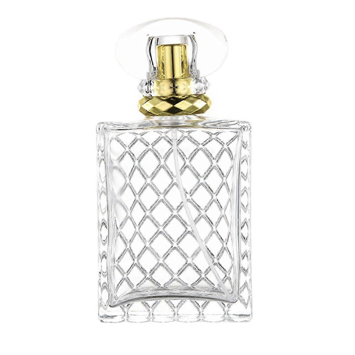 Refillable Perfume Bottle with Fine Mist Sprayer, Compact Glass Travel Atomizer, Elegant Lattice Design