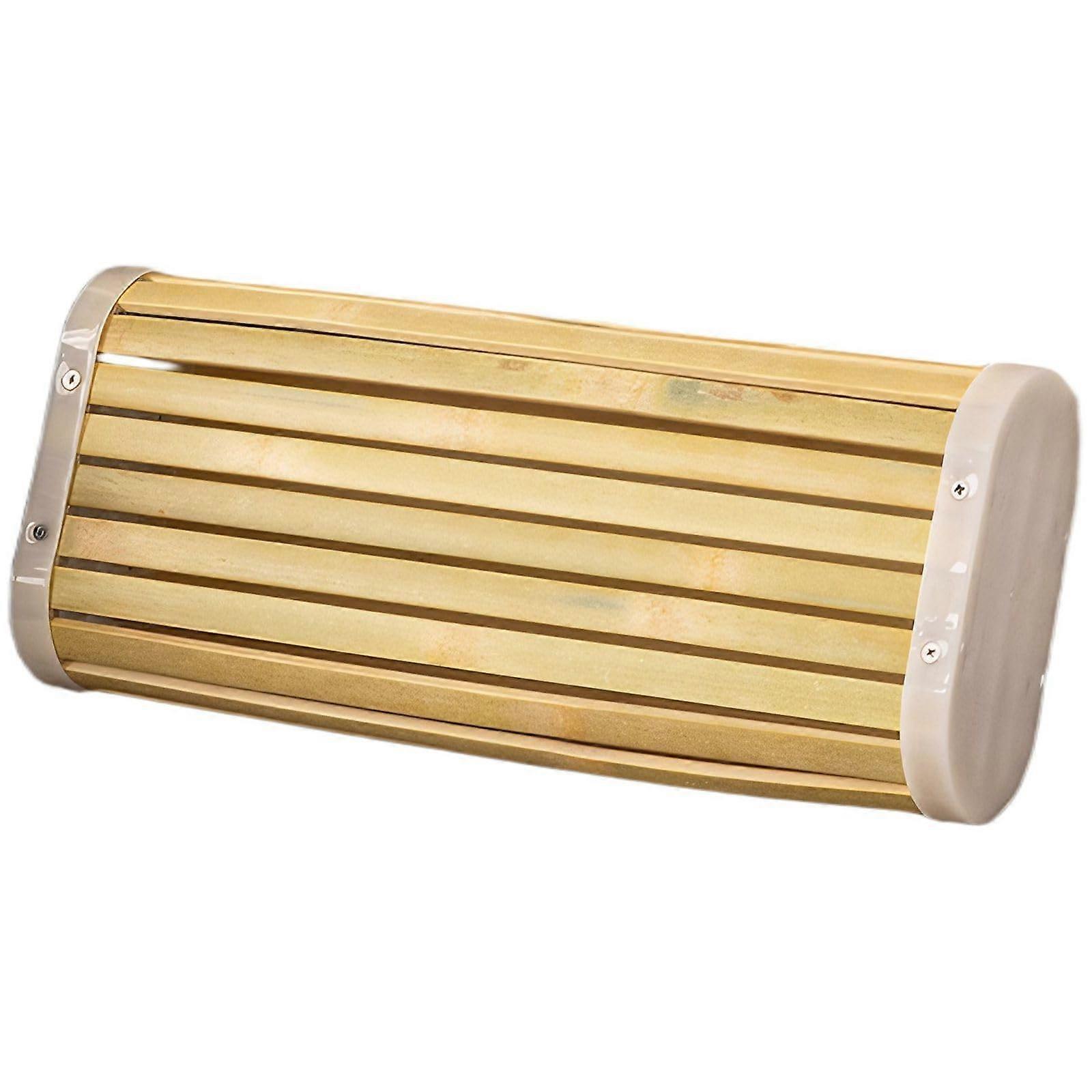 Wood Pillow with Ergonomic Neck Support, Cooling Airflow Design for Summer Sleep Yellow 16x40x8 cm