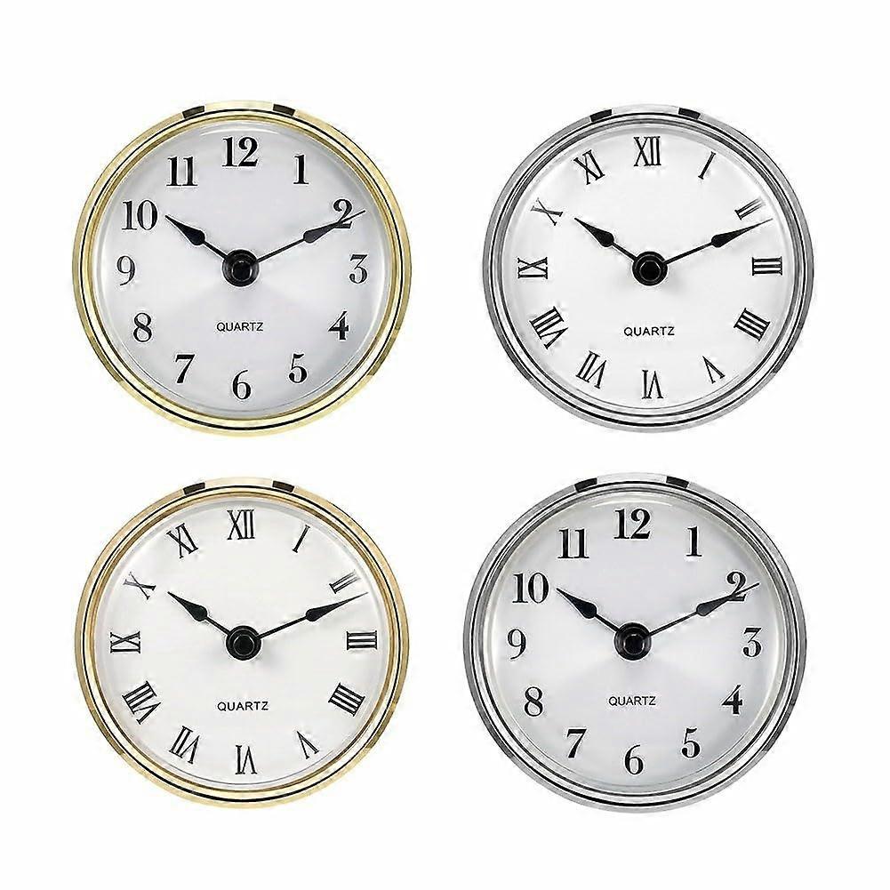 Quartz Clock Insert 80mm Gold and Silver Rim Clear Cover EasyRead DIY Craft Replacement