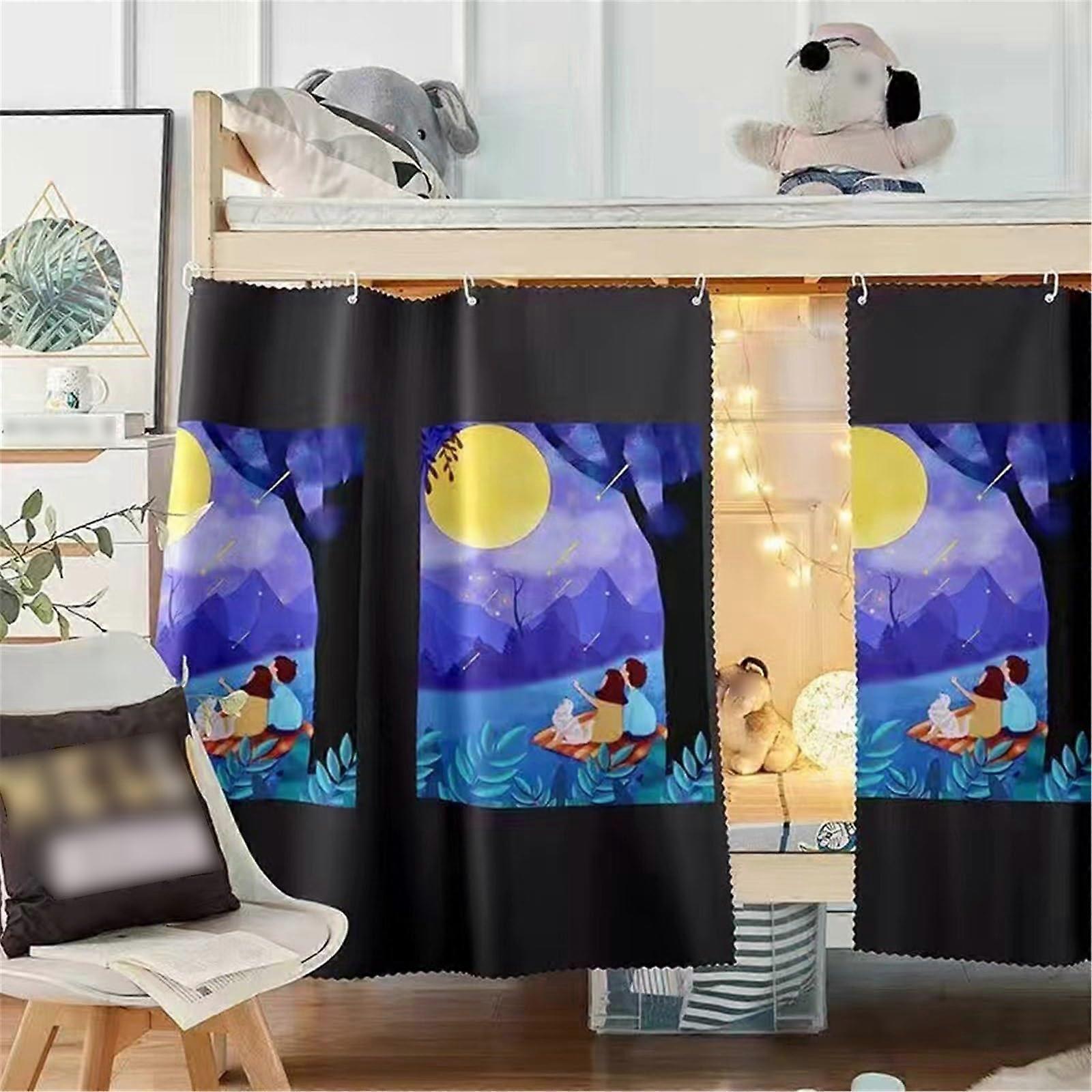Bunk Bed Privacy Curtain Set with Full Coverage, Light Blocking Dorm Bottom Loft Bed Curtains