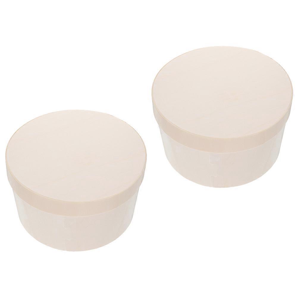 Cheese Cake Boxes Round Wooden Cake Boxes for Storage 2Pcs with Lid