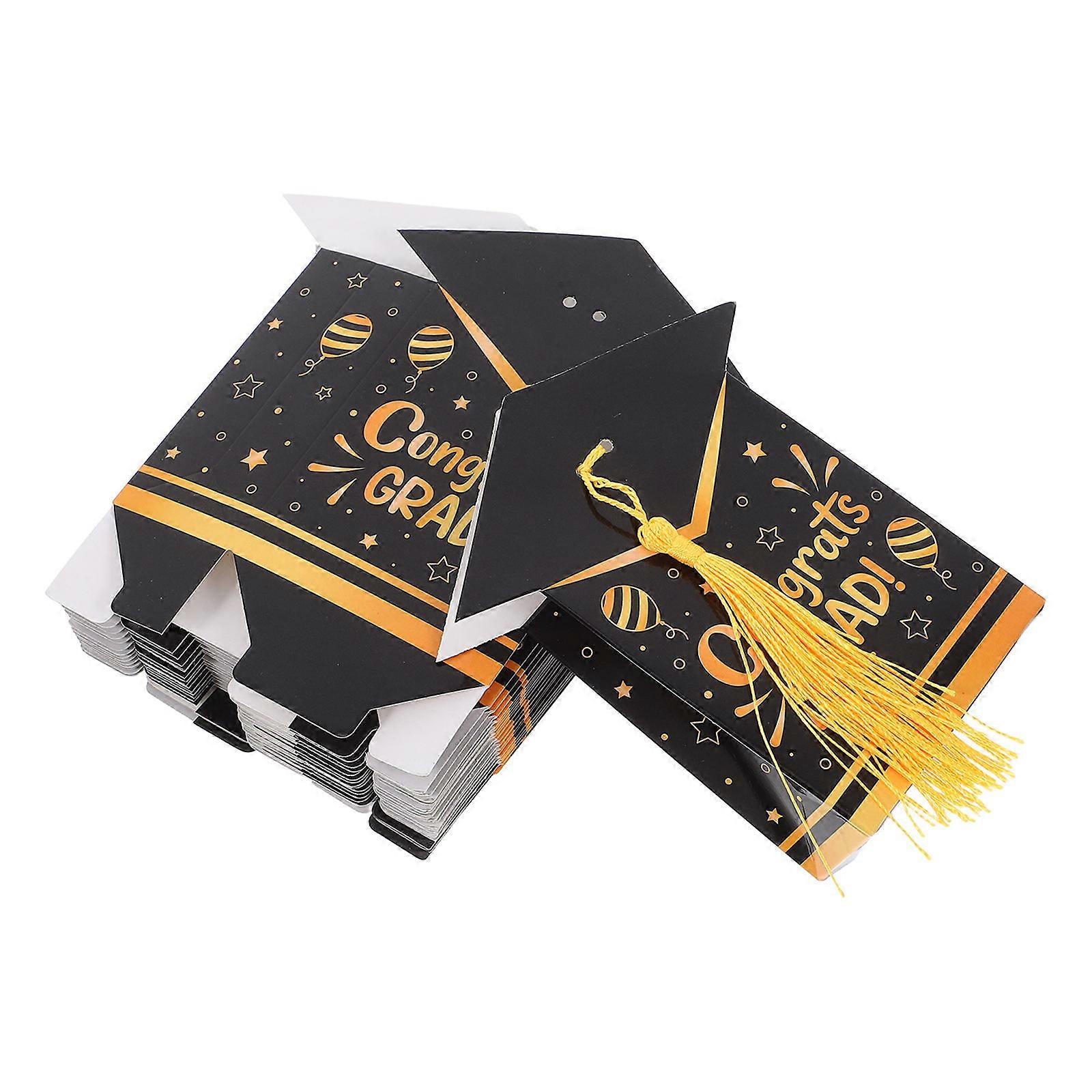 Graduation Boxes Party Decorations 20Pcs Candy Box For Graduation Parties Elegant Packaging With Polyester Tassel And Rectangular Shape
