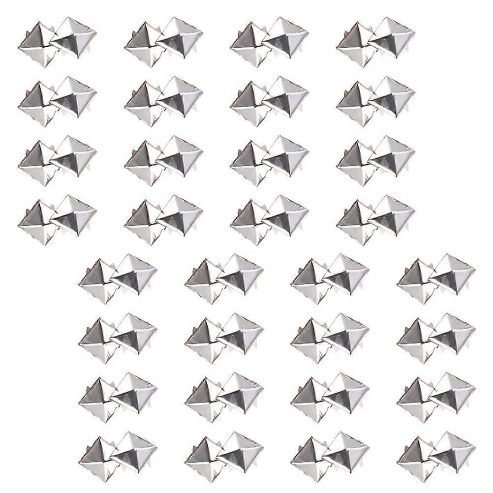 Punk Square Metal Studs Rivets for DIY Crafts 100Pcs Durable Silver Spikes