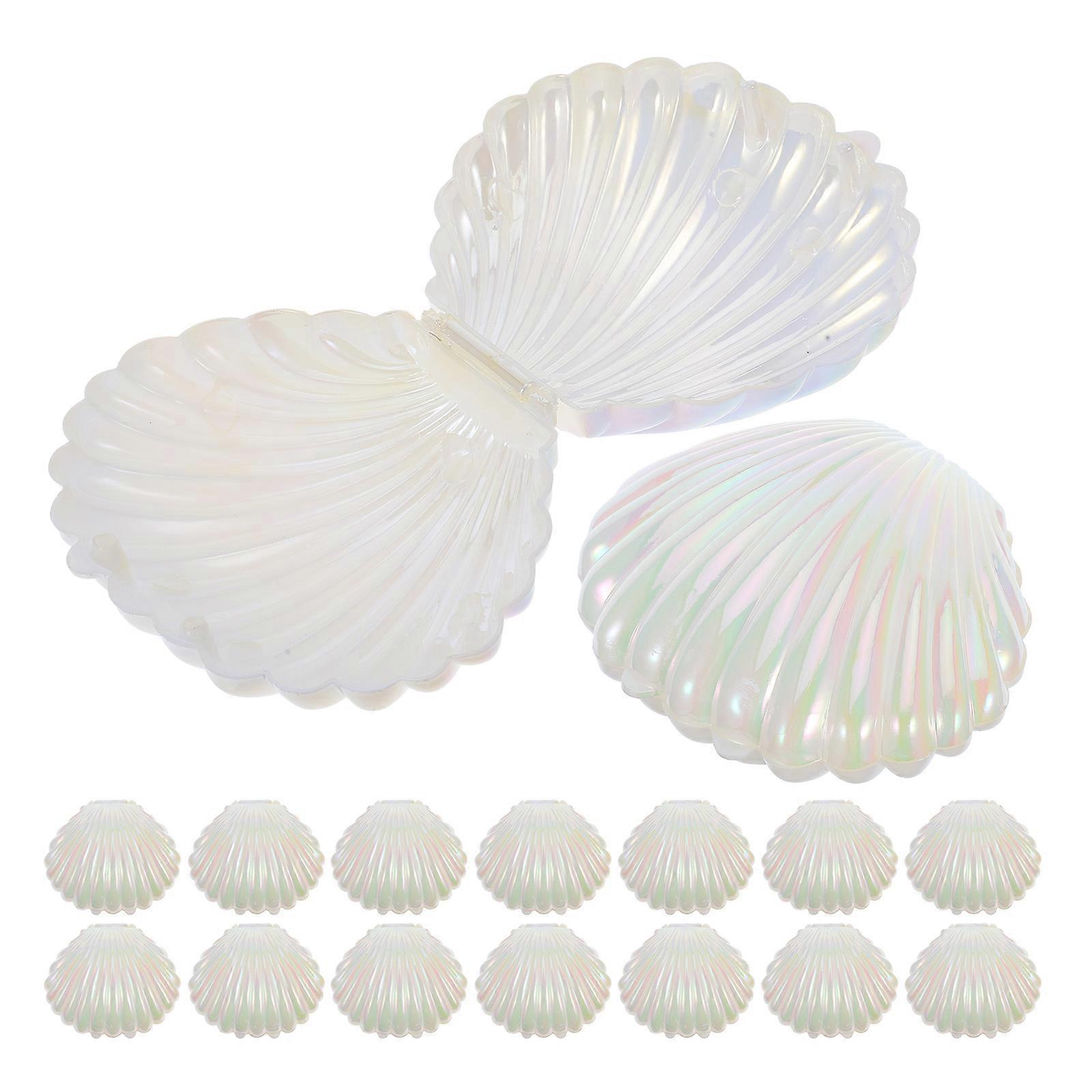 Seashell Party Favor Box Plastic Container for Wedding 24Pcs Pearlized Style