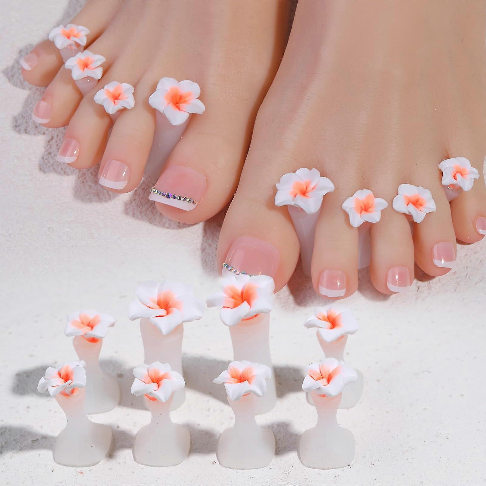 8pcs Silicone Toe Separators for Pedicure, Soft Flower Toe Spacers for Smudge Nail Painting