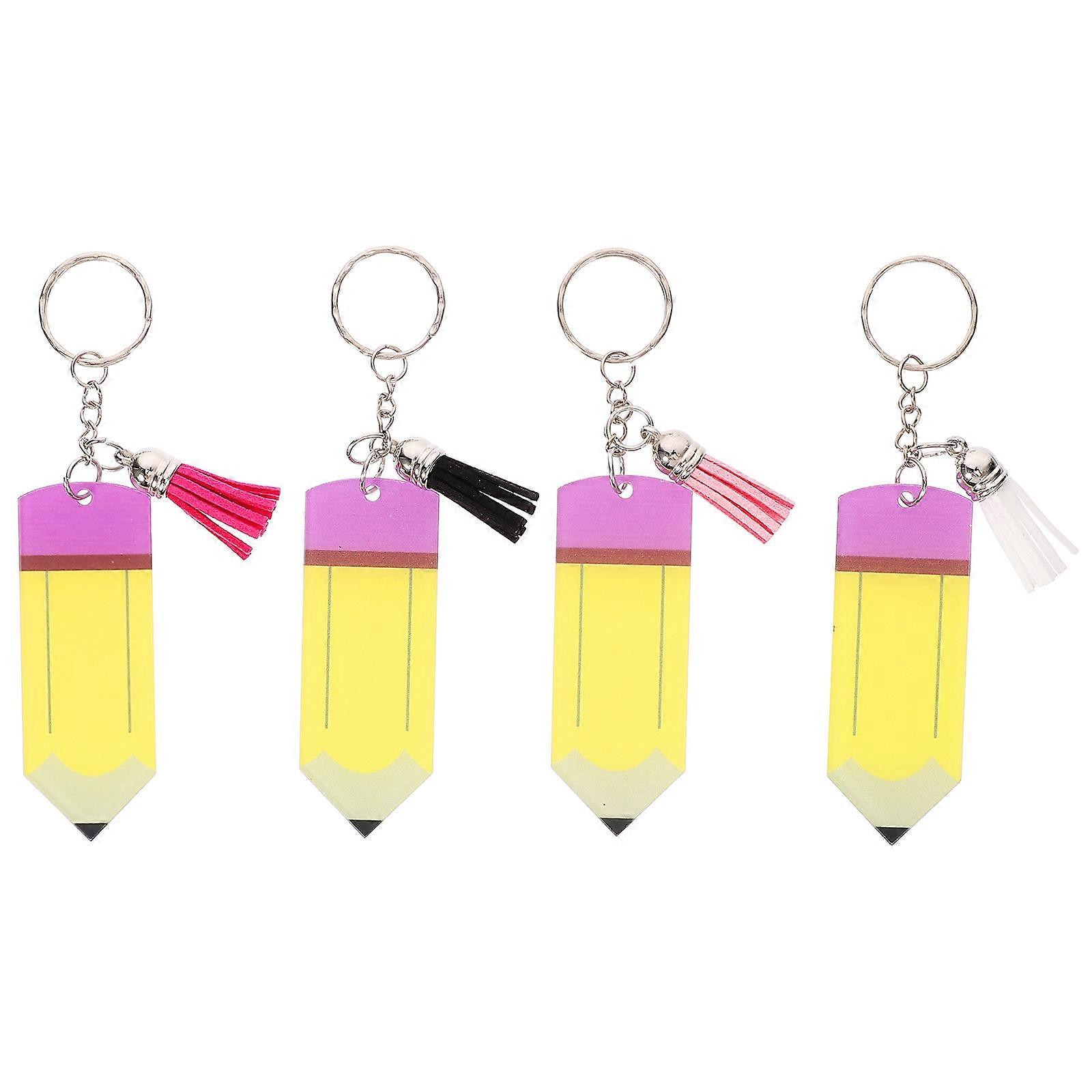 Stylish Acrylic Keychain Pencil Key Chains for Decoration 4Pcs Back to School