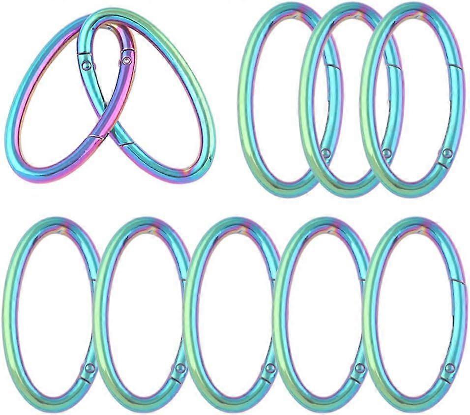 2"(50mm) Rainbow Metal Oval Spring Ring Gate Push Snap Hook O Ring Purse Clasp