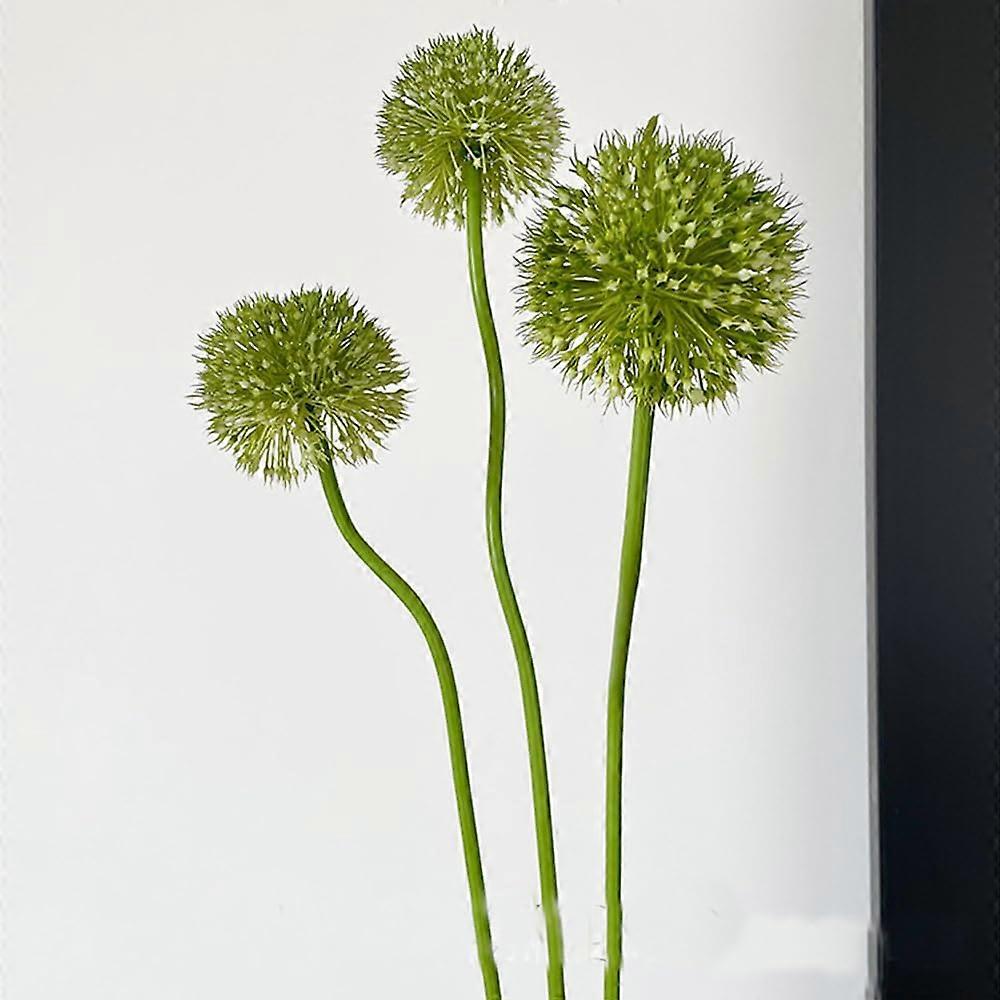 3Pcs Artificial Allium Snowball Stems with Flexible Long Stems for Wedding and Home Table Decor Green
