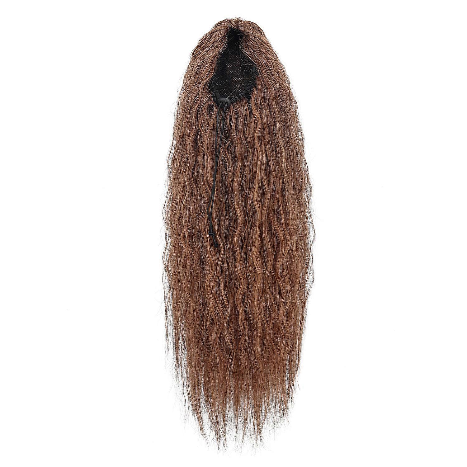 African-style drawstring ponytail wig for women, long curly, voluminous, with a cornrow perm and elastic mesh.