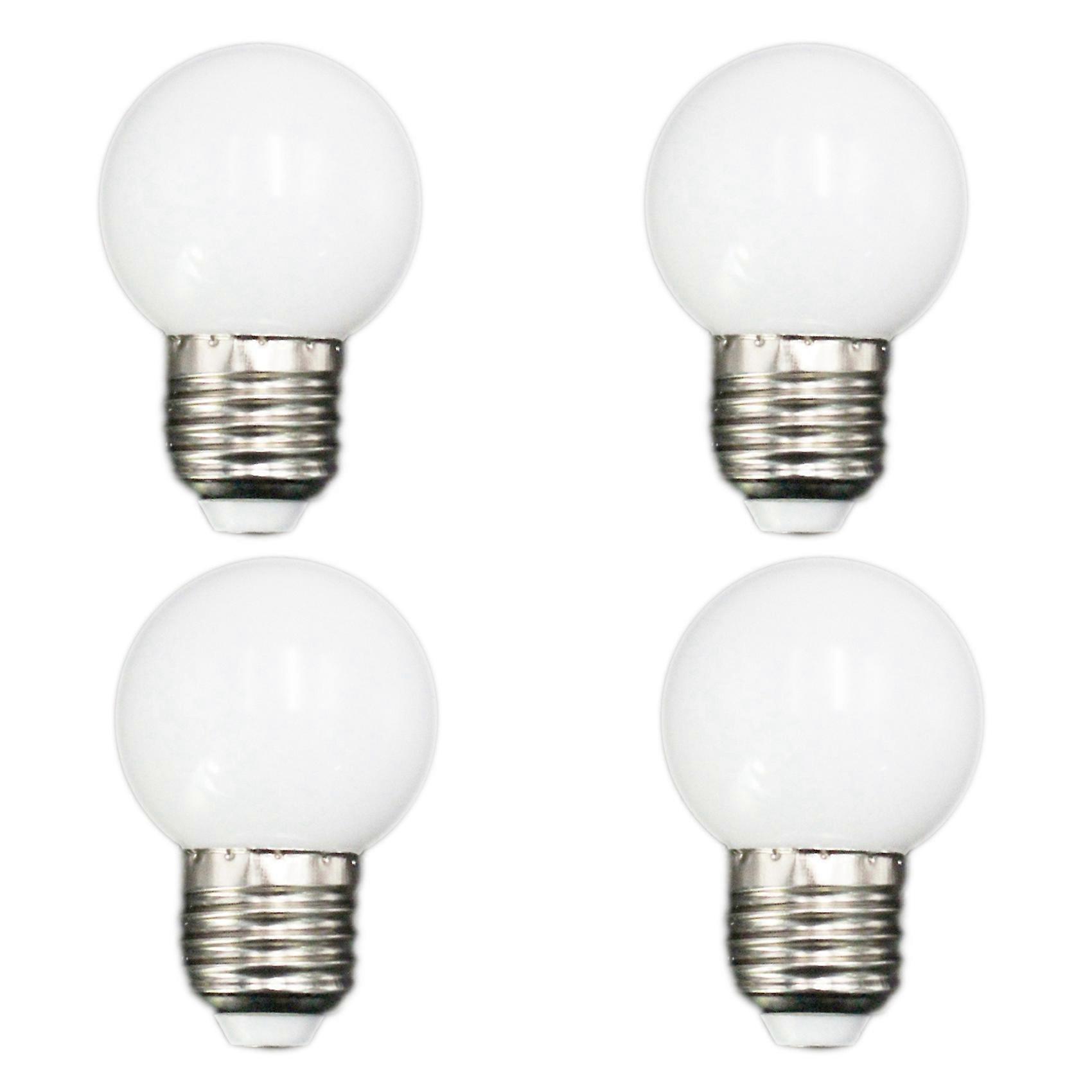 4X E27 LEDBulbs - E27 1W Pe Frosted LEDGlobe Colorful White/Red/Green/Blue/Ylellow Lamp 220V -1PCs(White)