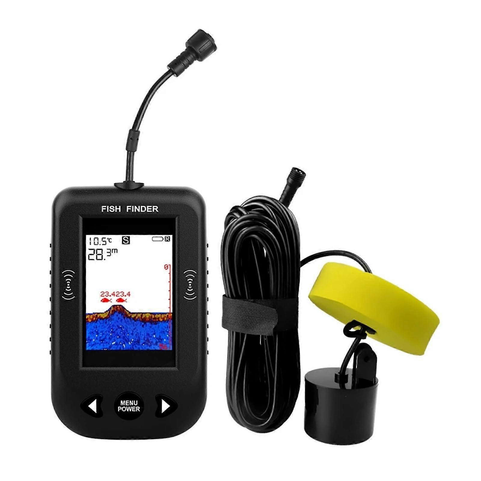 Fish Finder Portable Water Depth Temperature Readout With Wire Sonar Sensor Transducer