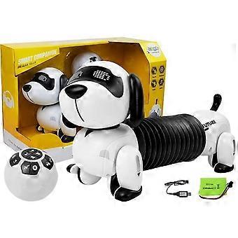 Chien Robot - RC - 34x11x17 cm - avec effets sonores - blanc, noir