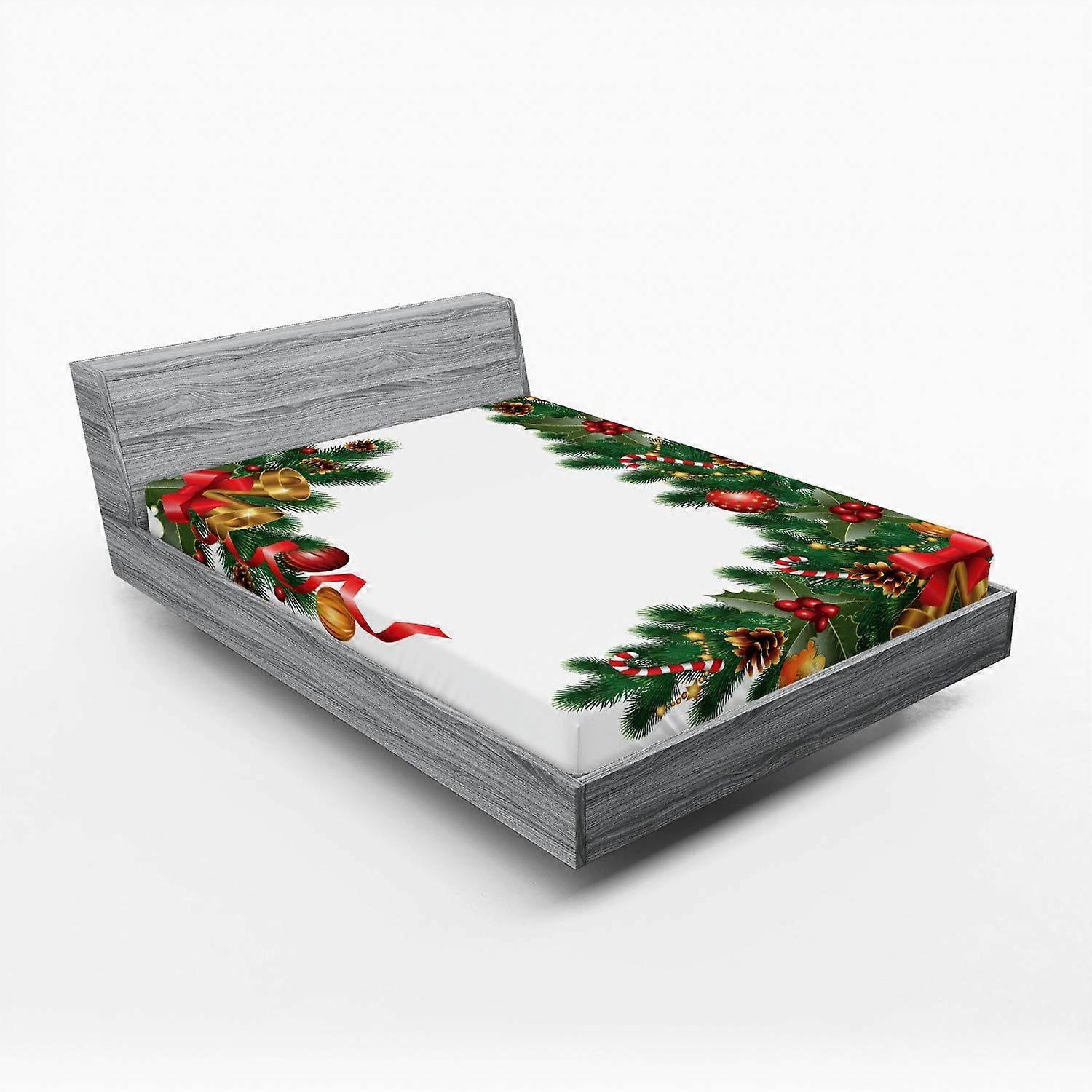 Christmas King Size Deep Pocket Fitted Sheets 2 Pack Forest Green Microfiber Elastic Fit