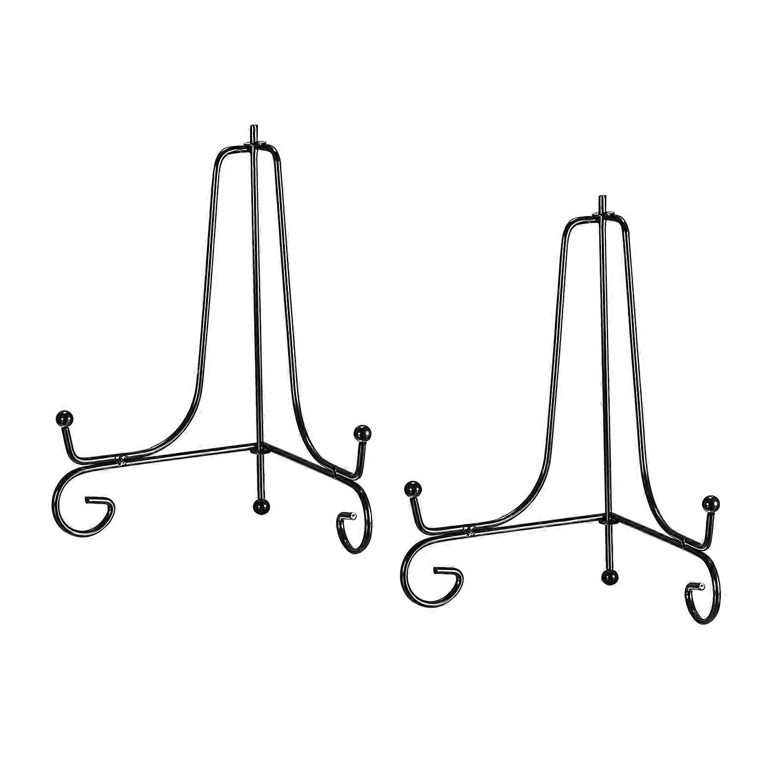 5 Inch Black Iron Plate Display Stand 2 Pack, Foldable Metal Easel with Stable Adjustable Support