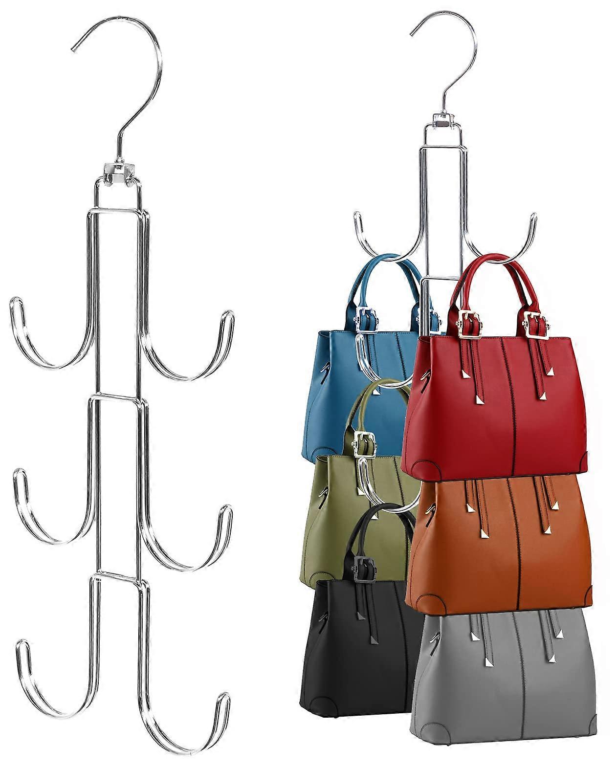 Closet Purse Organizer 2 Pack with 360 Swivel Hook and 6 NonSlip Hooks for SpaceSaving Storage