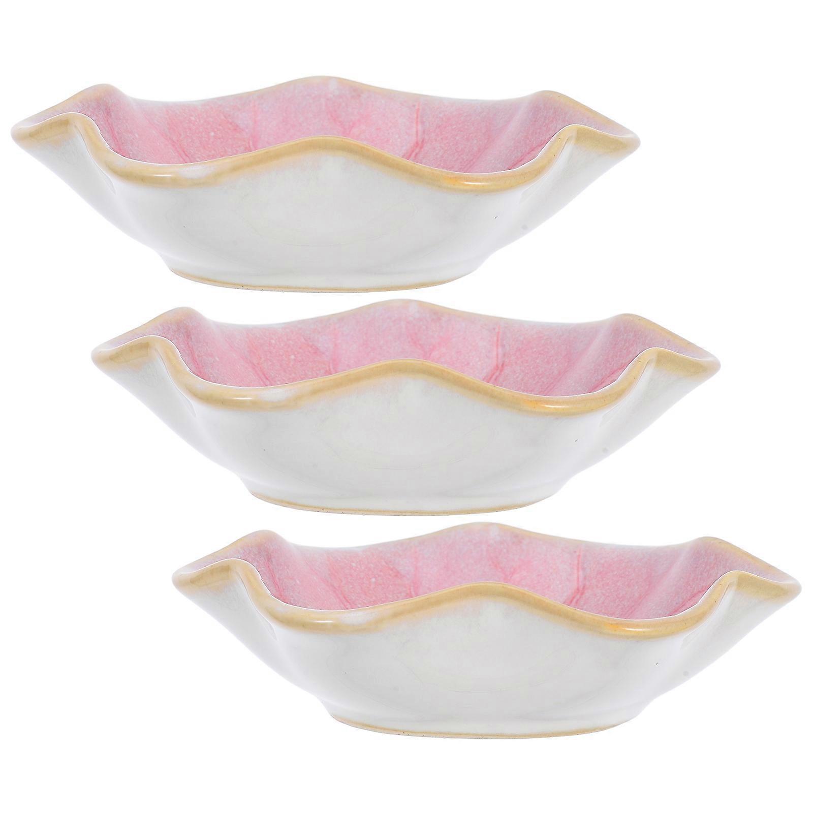 Ceramic Sauce Dipping Dish for Condiment Use 3Pcs Pink