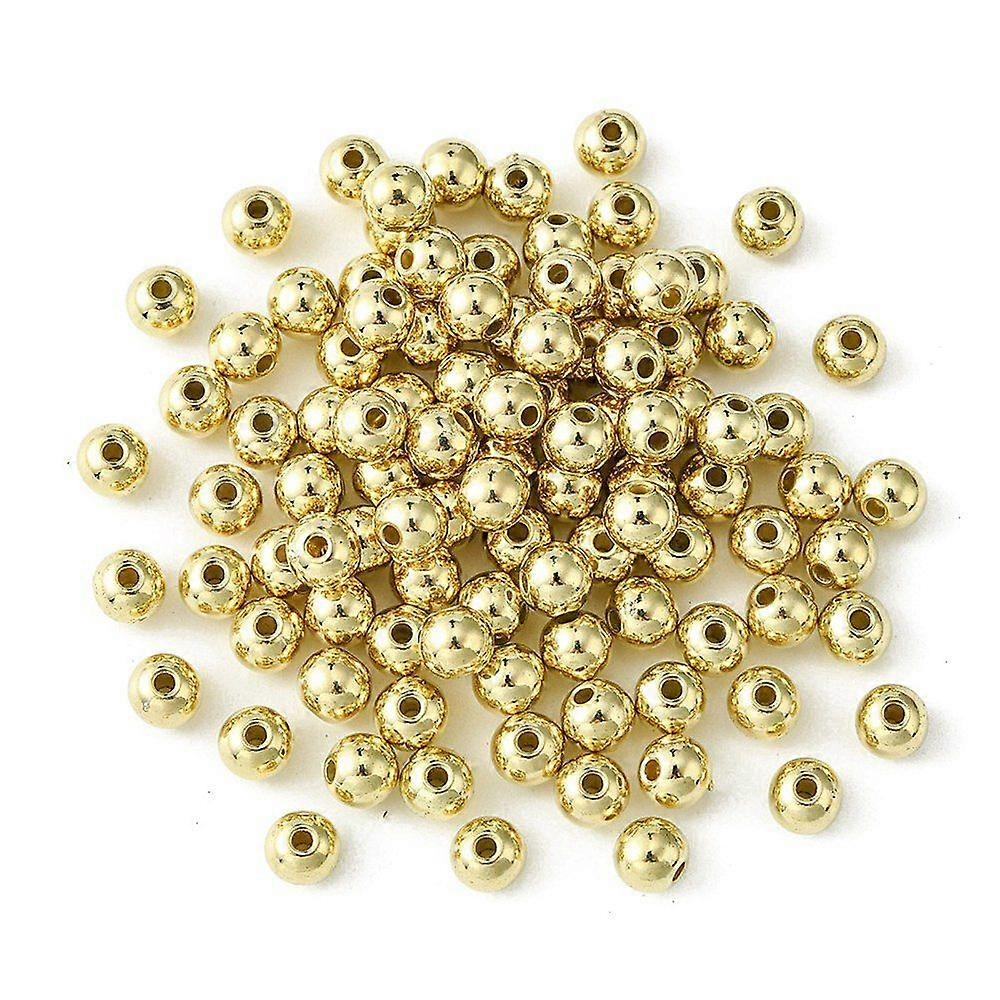 100pcs CCB Plastic Beads Round Light golden 6x5mm Hole: 1.5mm