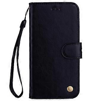 Case For Iphone 13 Deep Black - Waxed Leather Case Retro Style No4359