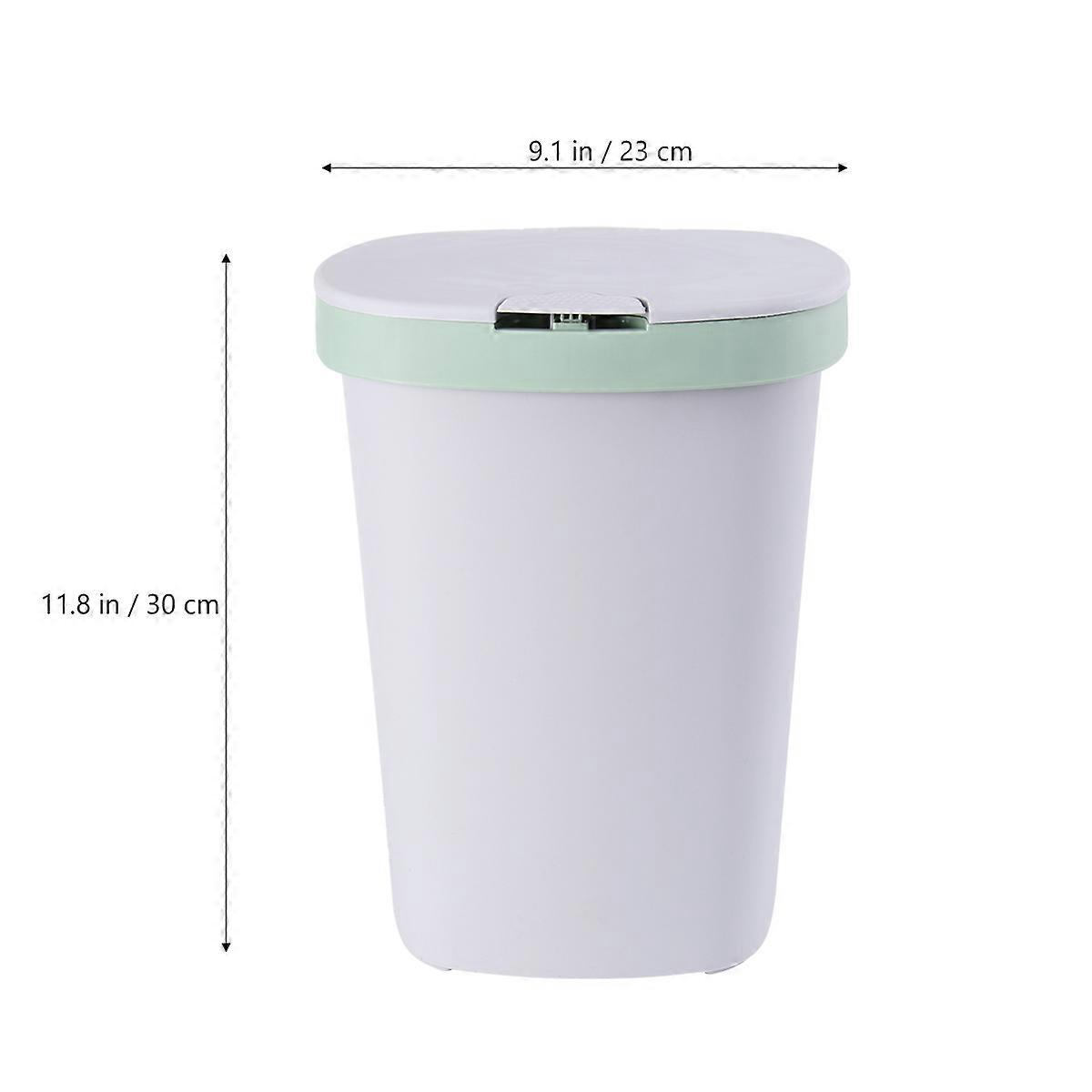 Garbage Can Push-Button Trash Can for Storage 1Pcs Plastic with Lid Green