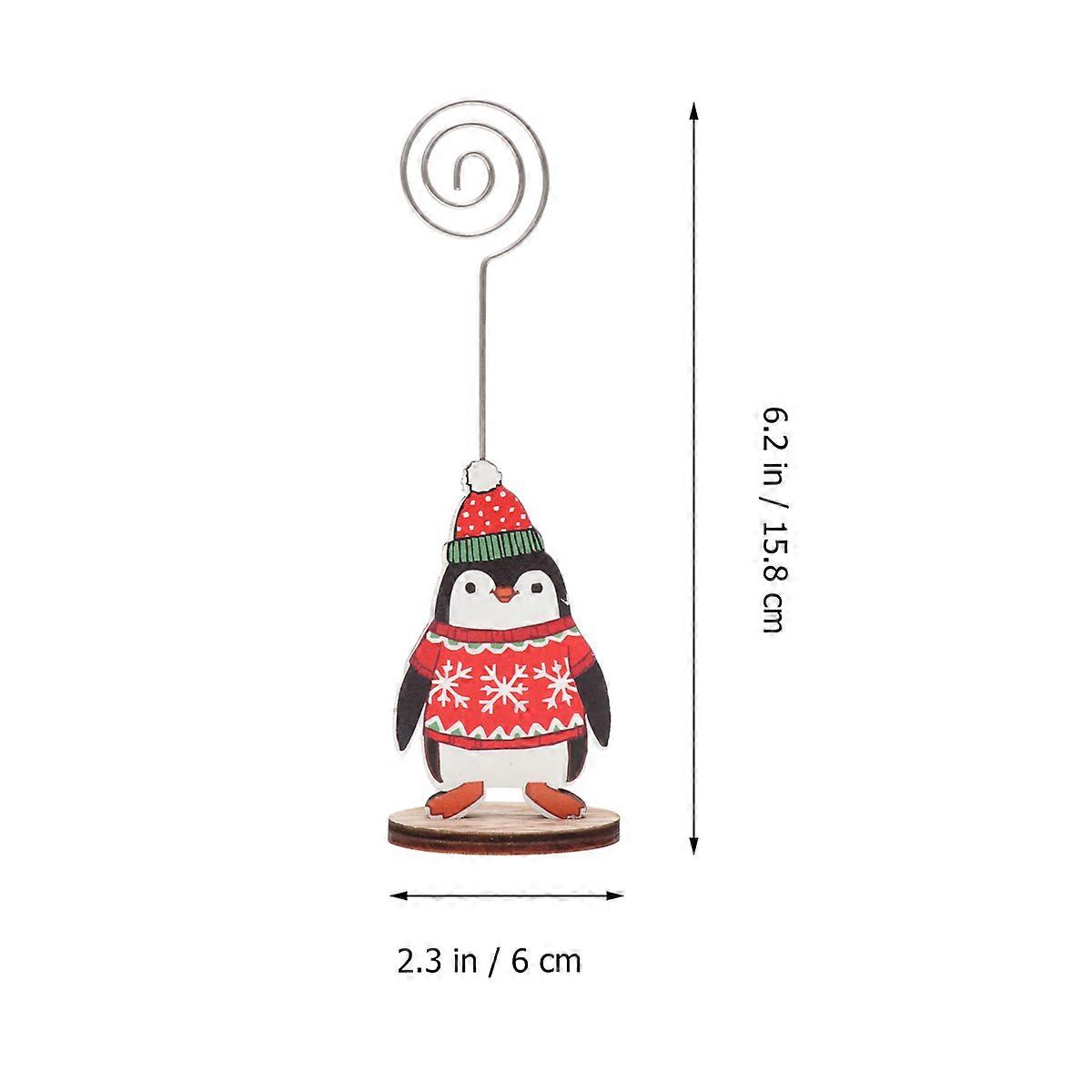 Christmas Holder Creative Message Folder for Holding 4Pcs with Penguin Pattern