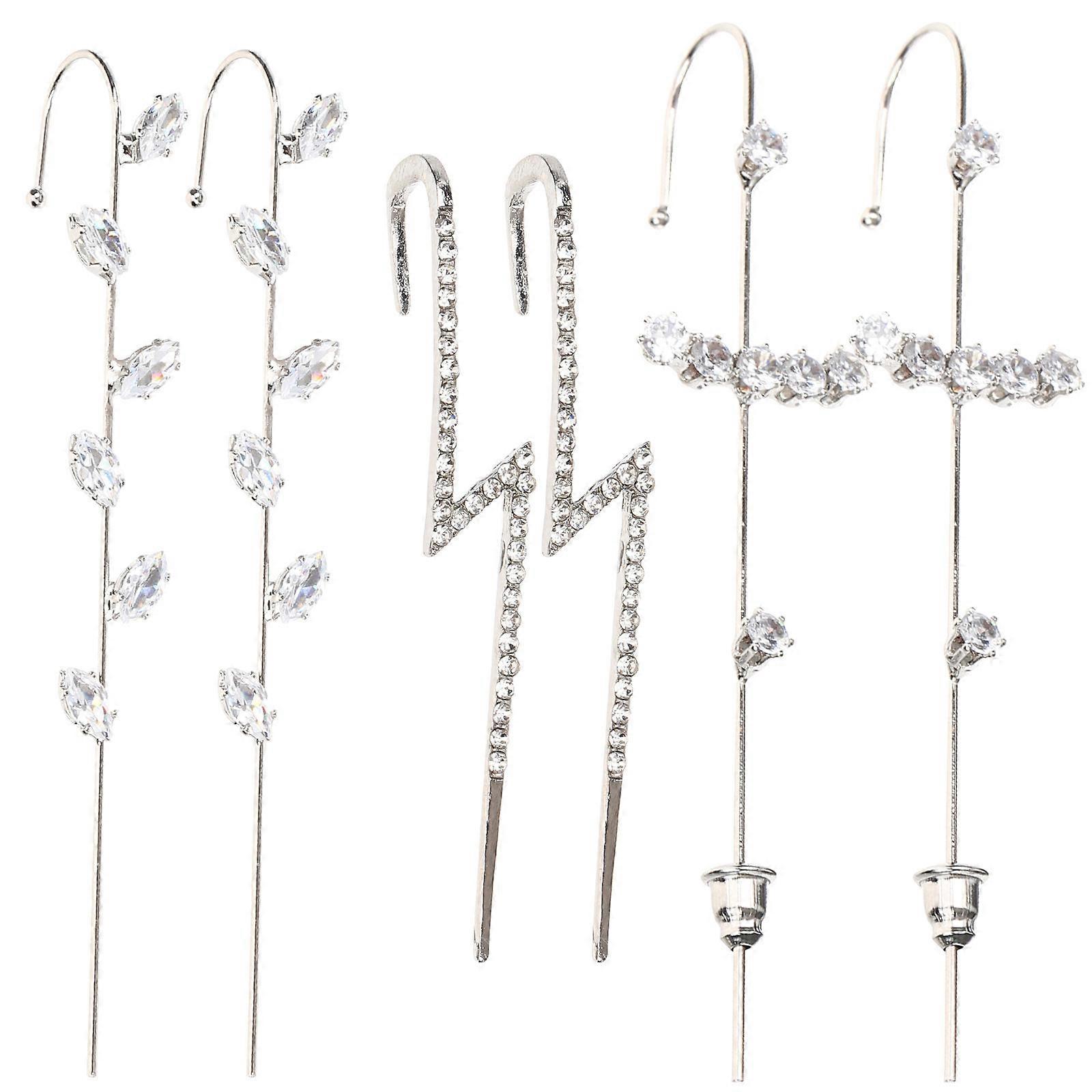 Statement Earrings Chunky Ear Cuffs Shape Silver 6Pcs For Women