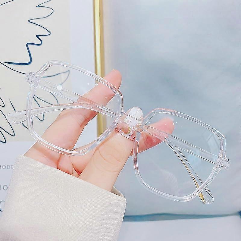 Blue Light Blocking Reading Glasses +1.00 Transparent Oversized Square UV400 Retro Computer Readers