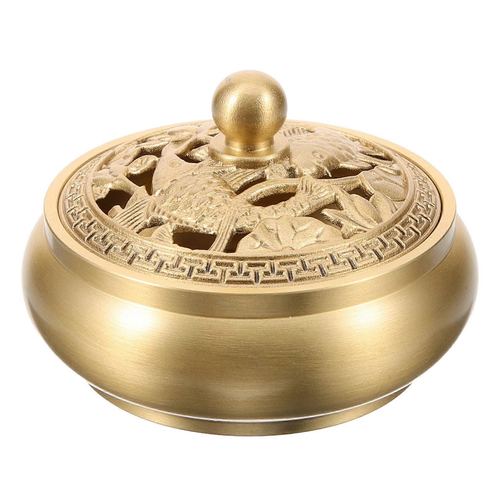 Golden Copper Craft Incense Burner for Decor 1Pcs Desktop Container