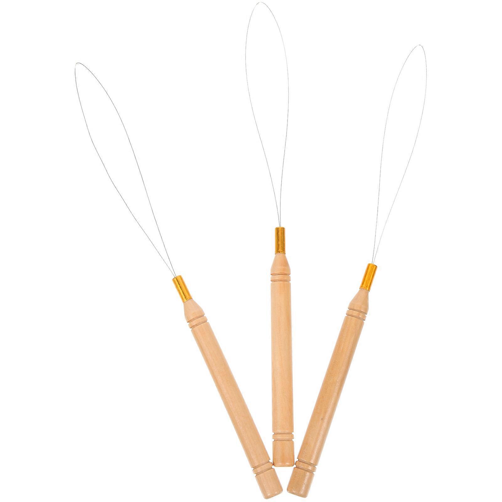 Threading Apparatus Wooden Thread Inserter for Stitching Use 3Pcs Tool