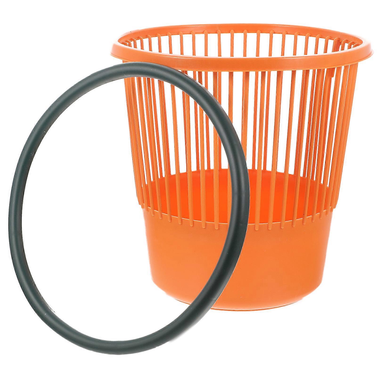 Orange Rubbish Bin Without Lid for Storage Use Bedroom Trash Can