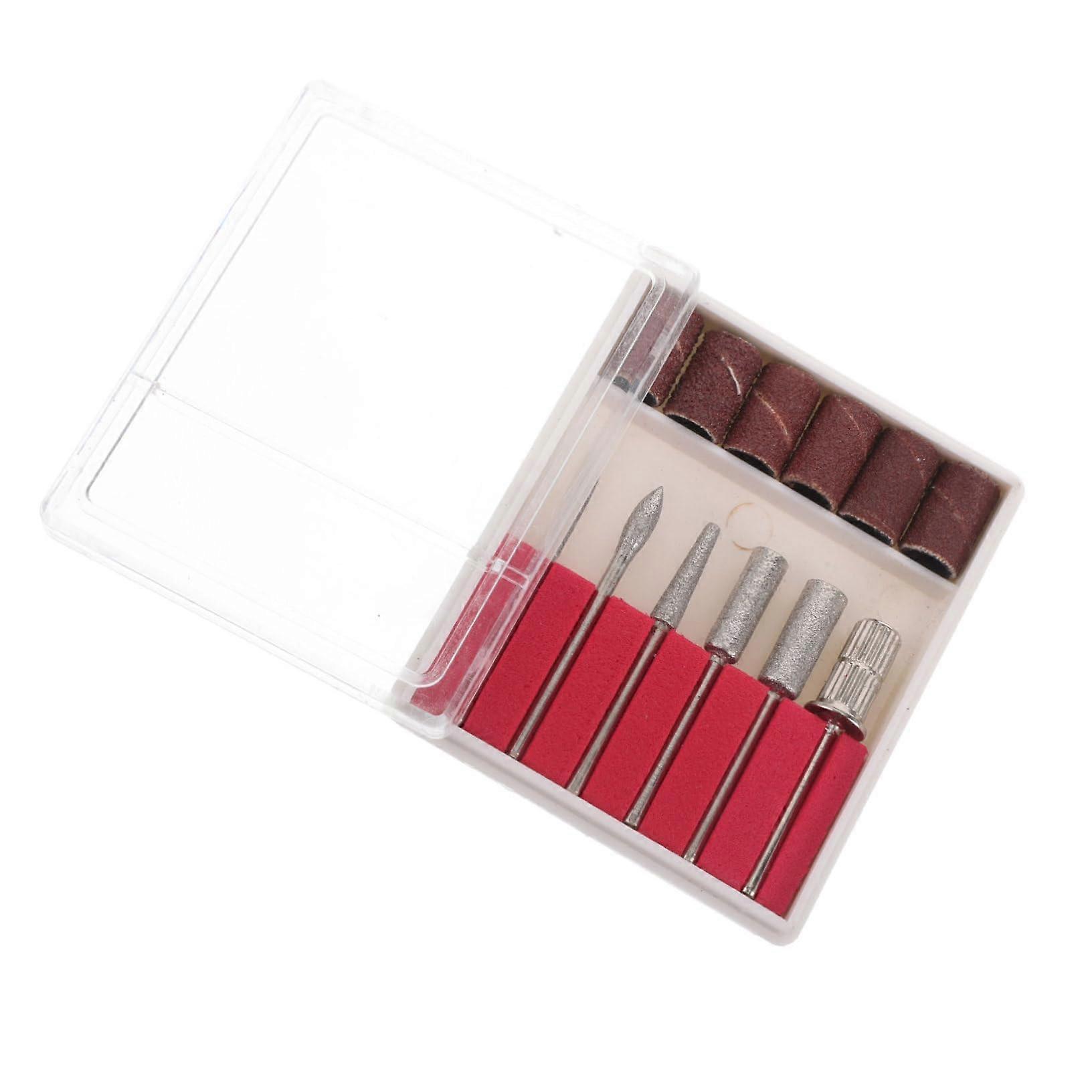 6pcs Diamond Nail Drill Bits Set with Sanding Bands, Durable Abrasive for Professional Manicure