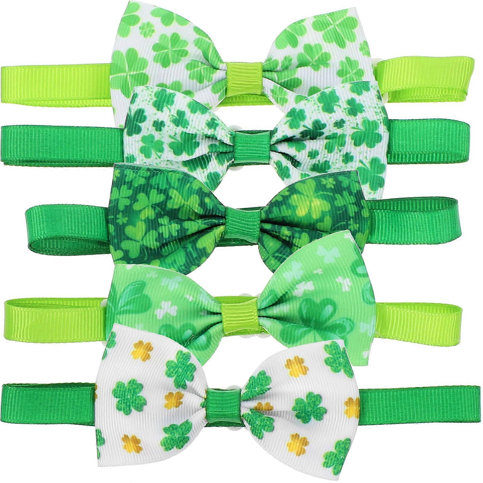 Patrick's Day Pet Bow Tie Collars for Dogs 5Pcs Set