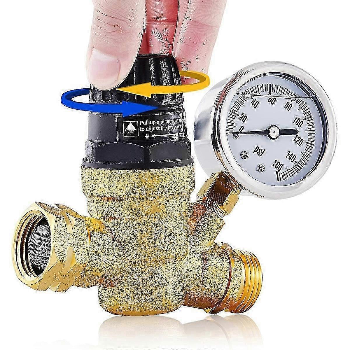 RV Water Pressure Regulator Valve, Adjustable Water Pressure Reducer