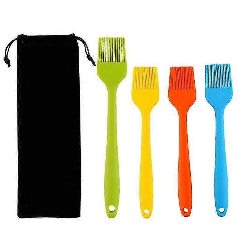 Silicone Cooking Brush,BBQ Brush Set,Easy Clean Multiple Color 4pcs for BBQ,Basting,Baking, Pastry, Cooking