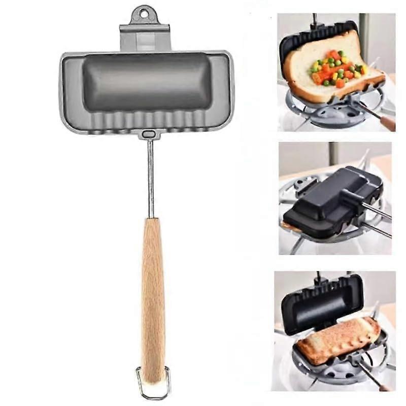 DoubleSided NonStick Sandwich Maker with Even Heat Distribution, Foldable Breakfast Grill Pan