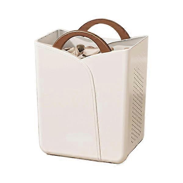 Laundry Basket with Handles Foldable Waterproof Plastic Hamper for Clothes Storage White L
