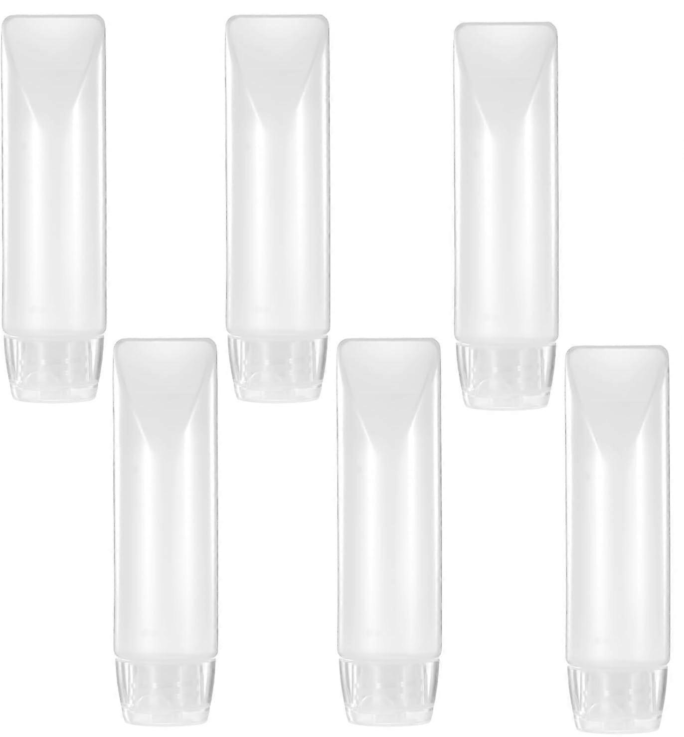 6Pcs 1 oz Travel Bottles White Refillable Toiletry Containers for Lotion Toothpaste Makeup