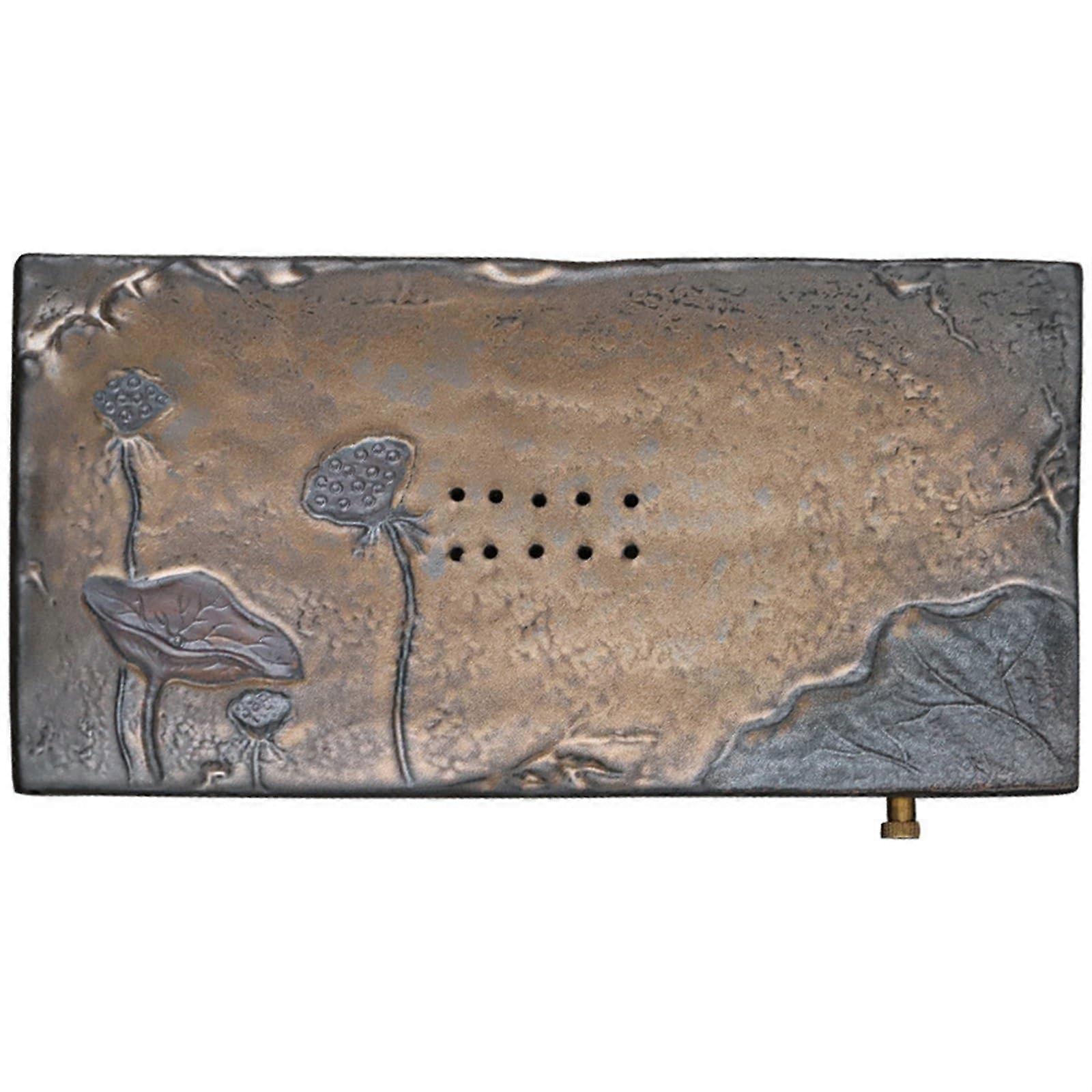 Kung Fu Tea Tray with Drainage Pipe, Ceramic Rectangular Serving Tray for Home or Office 33x17cm Ref:7634