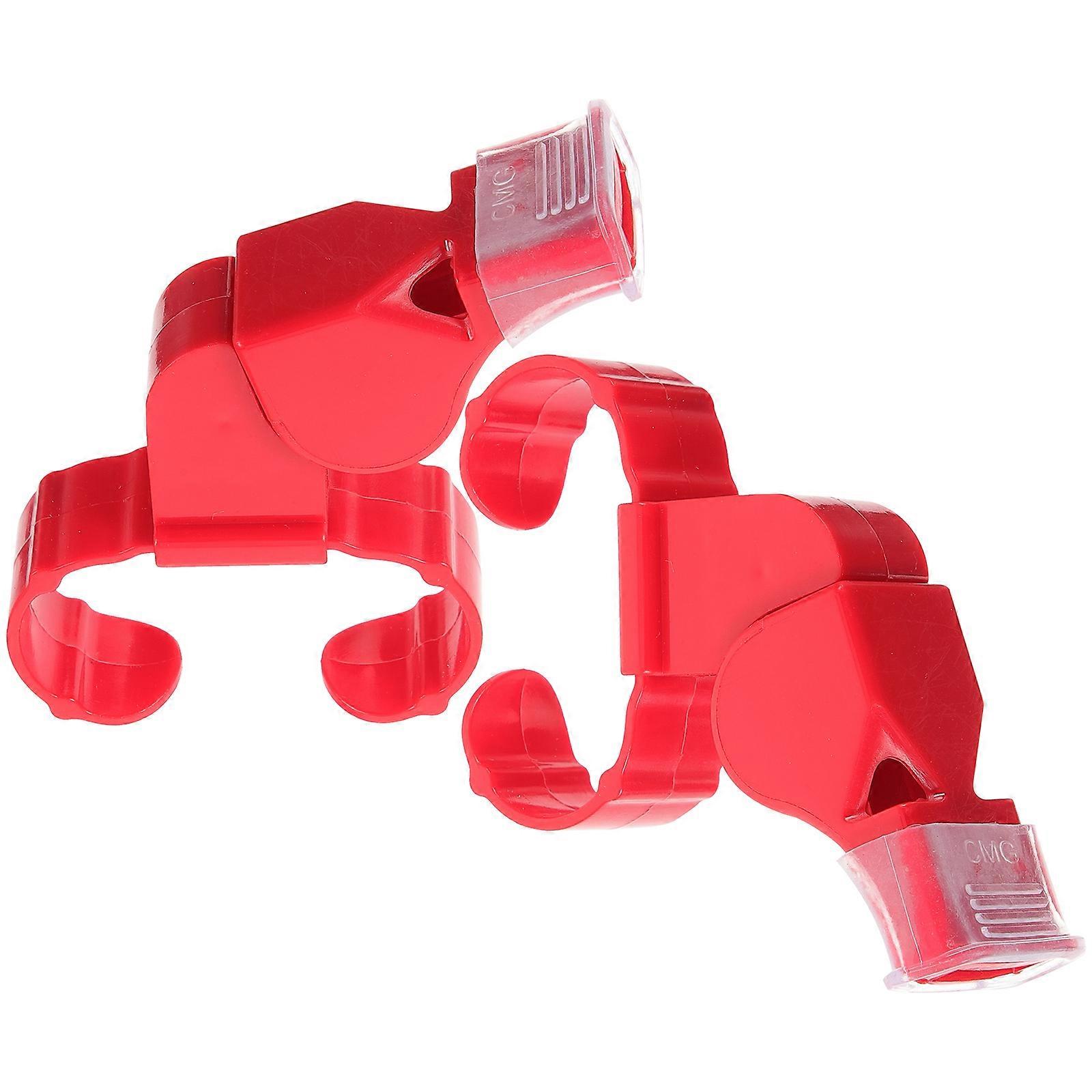 Red ABS Whistles for Adults with Ring 2Pcs Multi-Function Referee Whistles