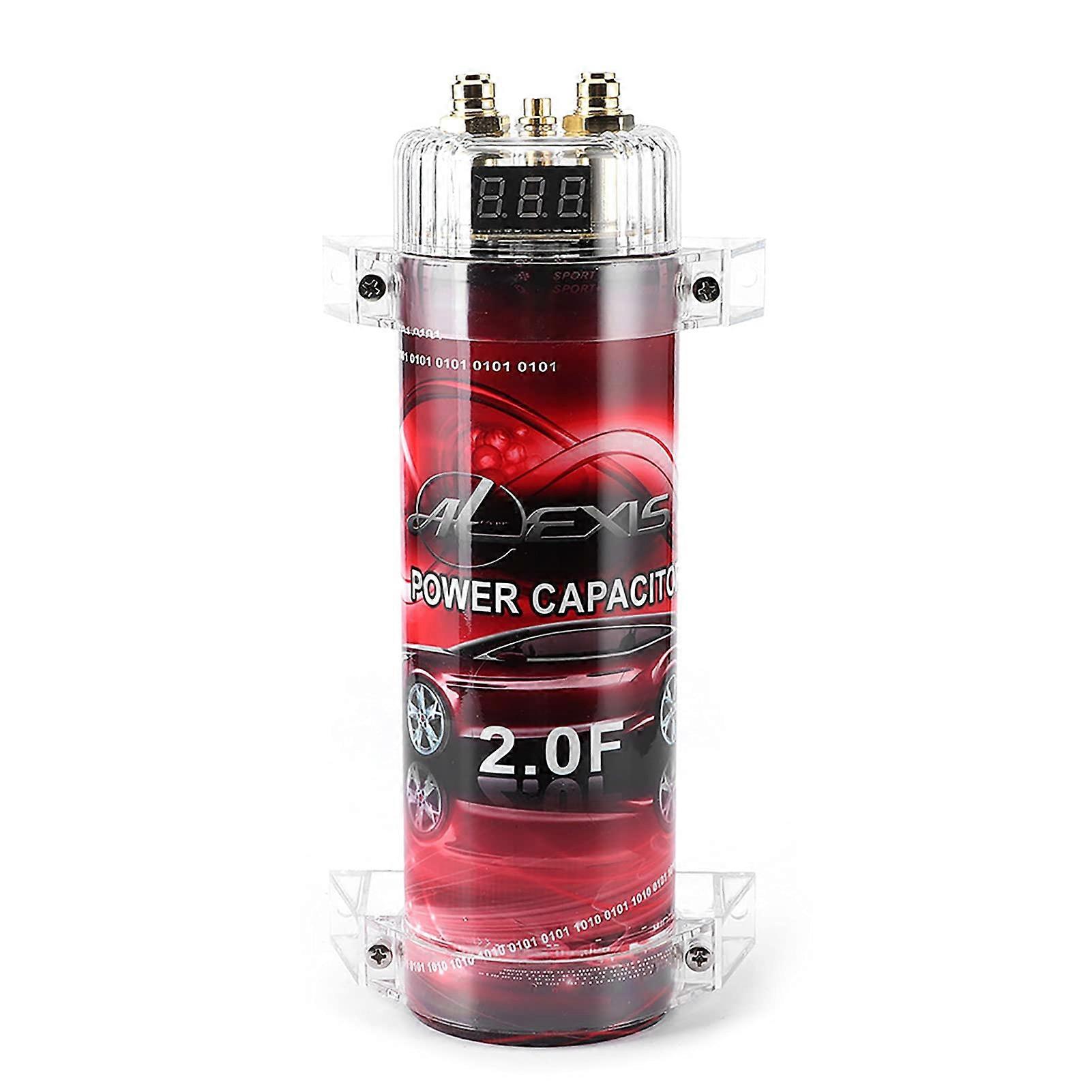 2.0 Farad Car Audio Capacitor with Digital Voltage Display for 2000W Amplifier Power Stabilization