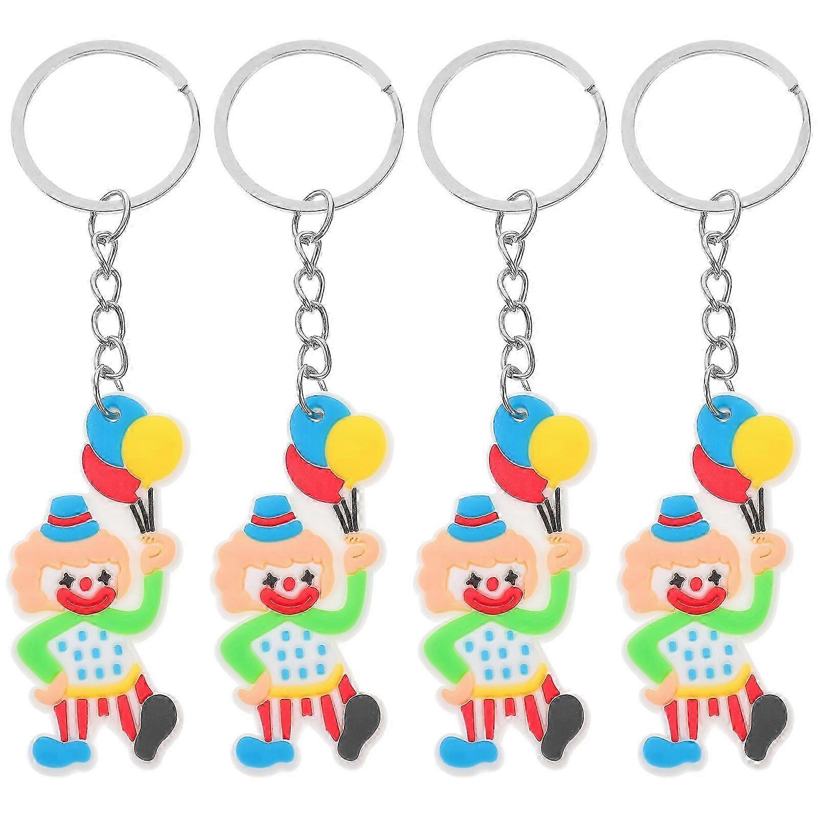 4pcs Small Clown Backpack Key Chains Adorable Purse Decorative Keychains